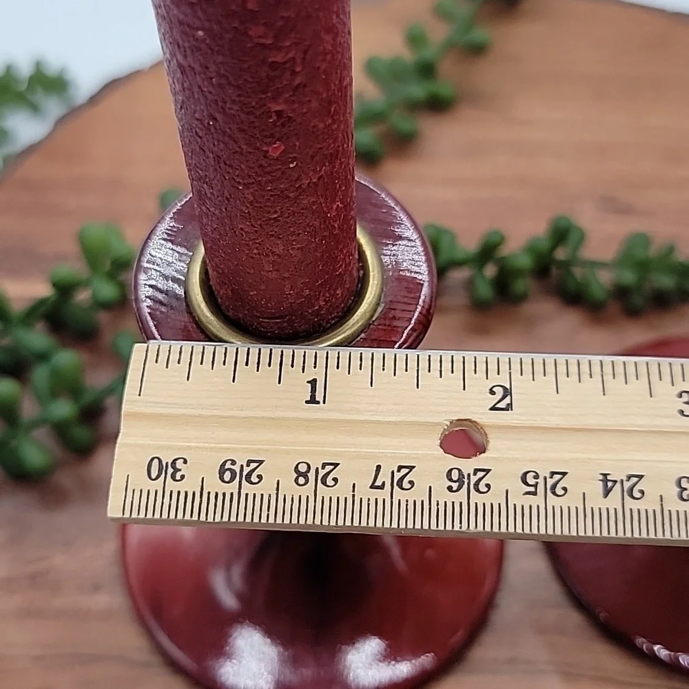 Mid-Century Atomic Redwood Candlestick Holders